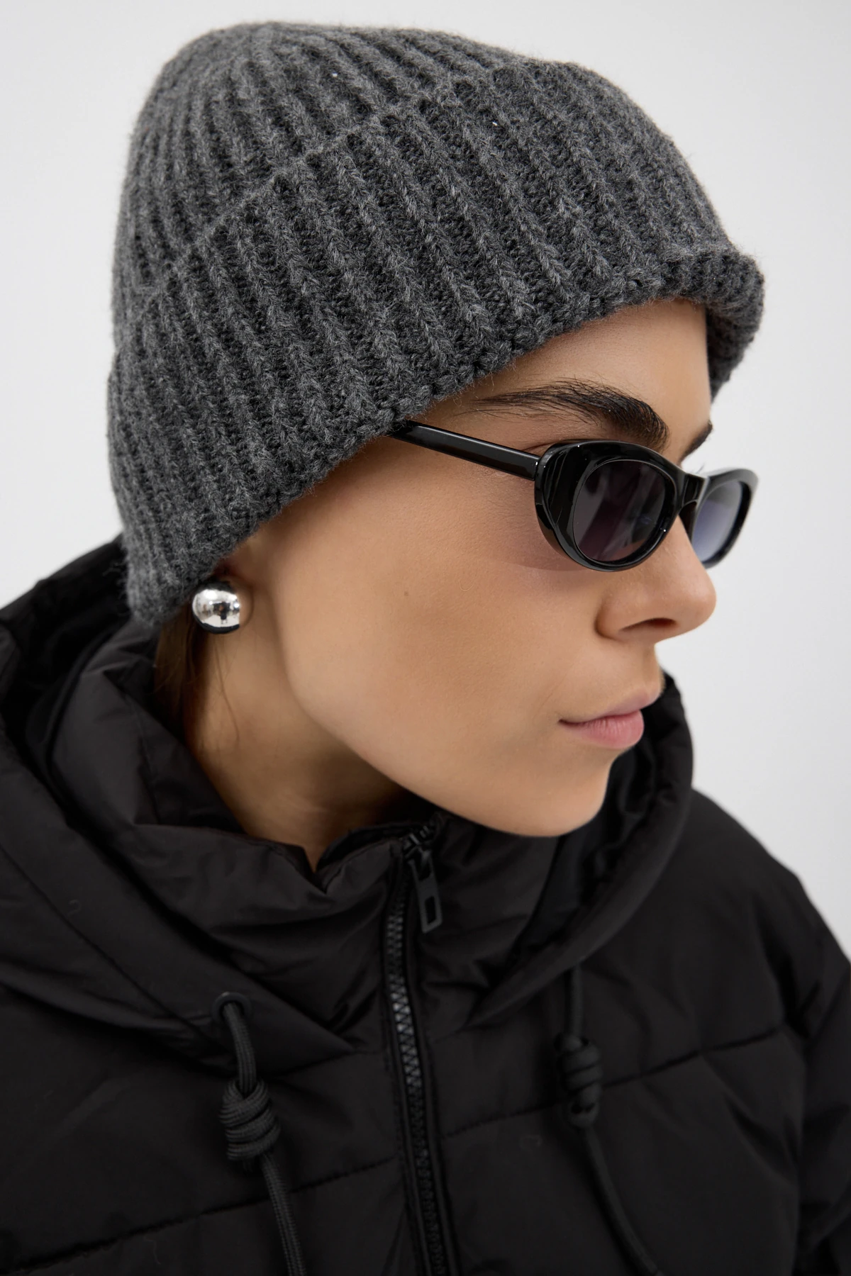 Fitilli Örme Bere - Antrasit