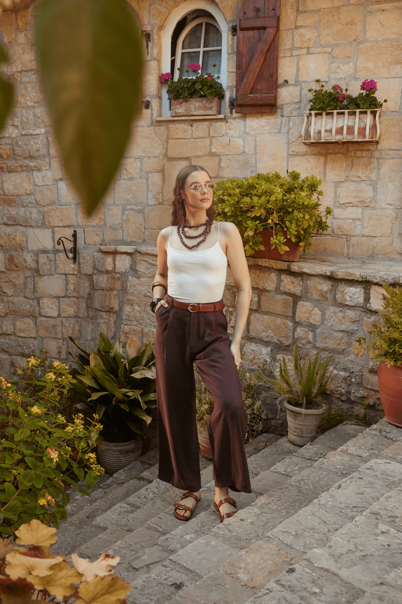 PİLE DETAYLI PANTOLON - Kahverengi