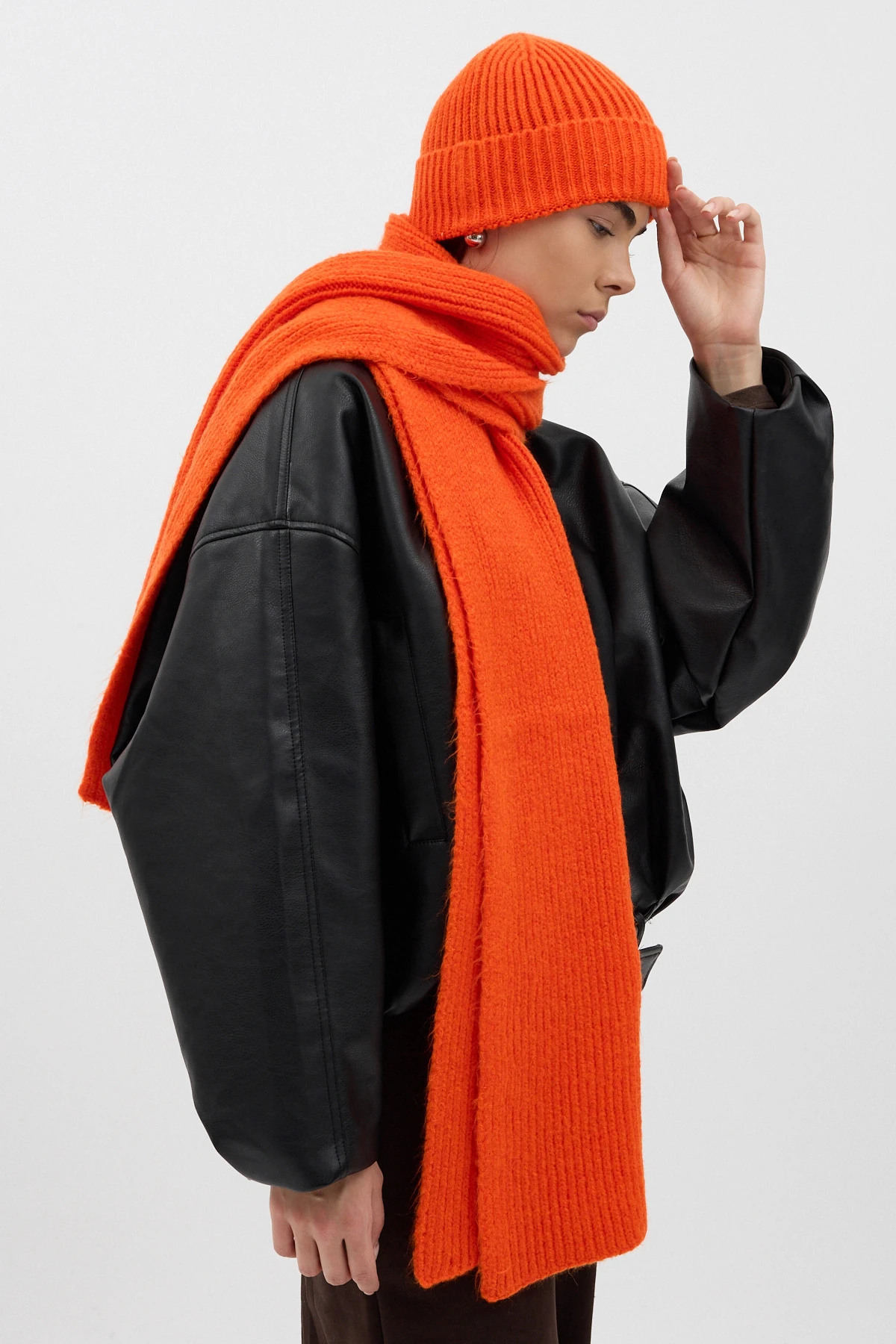 Fitilli Örme Atkı - Orange