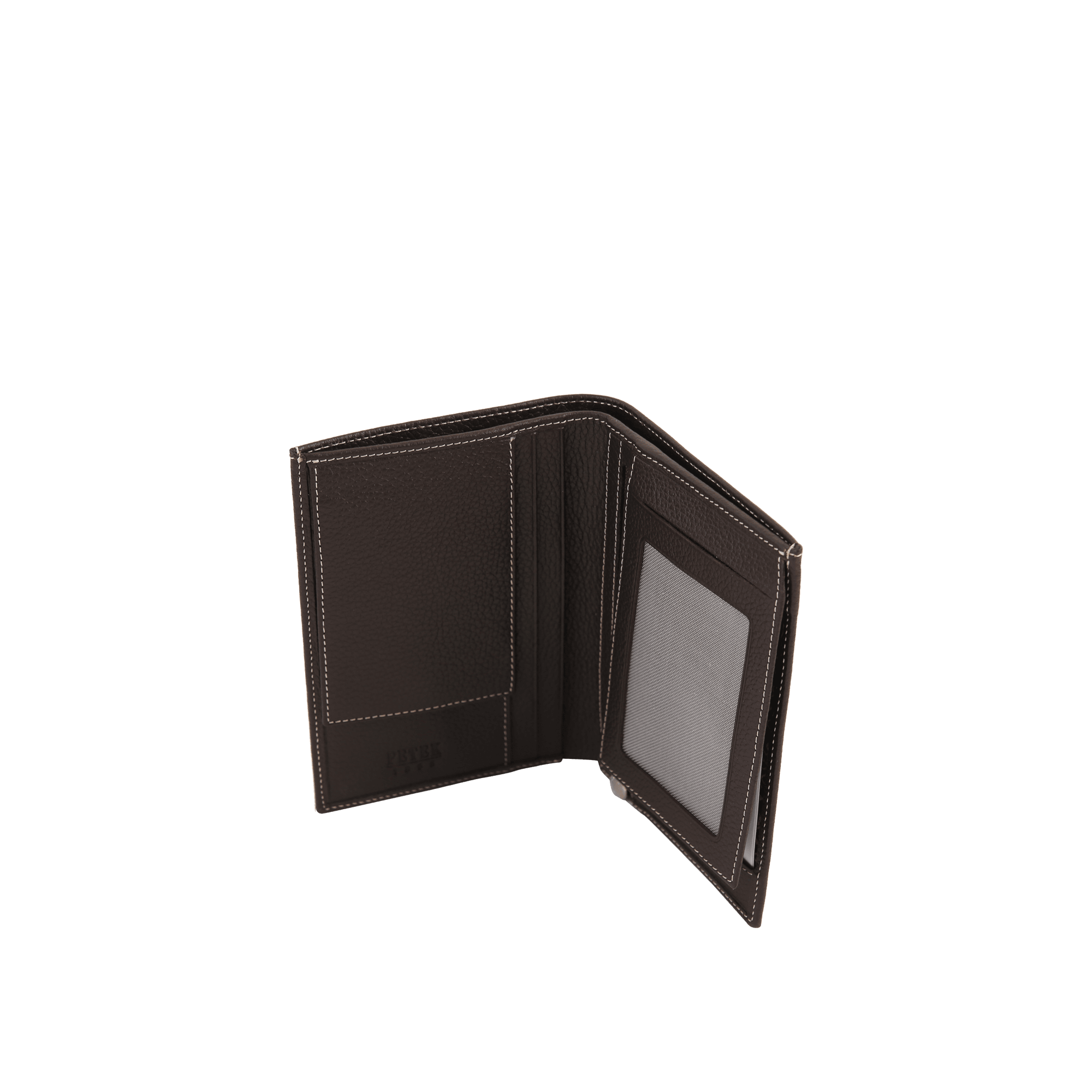 Petek Men's Wallet Contrast Stitching Brown