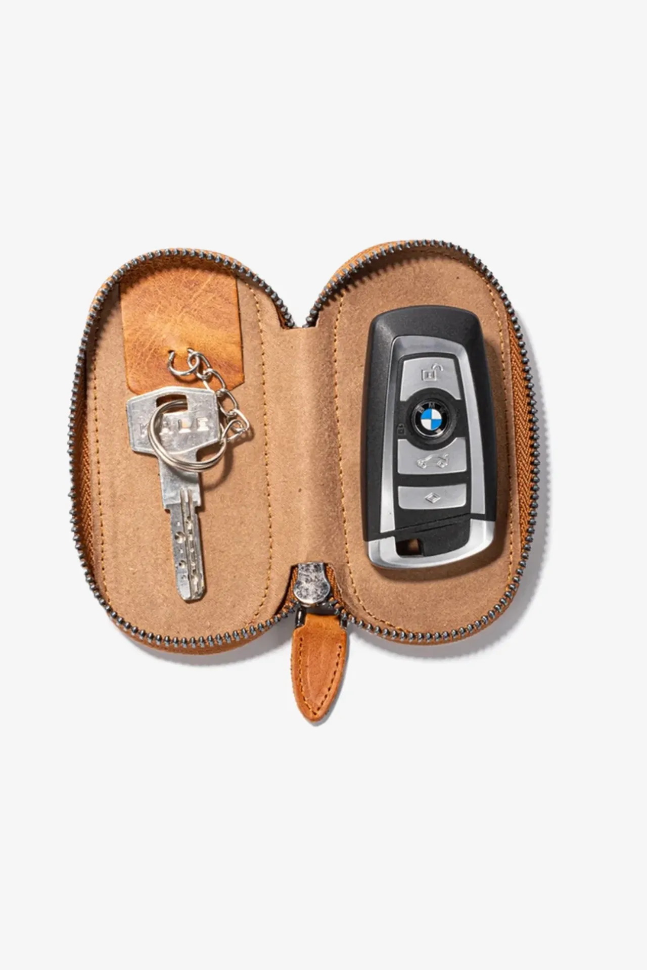 Getto  Hakiki Deri Fermuarlı Anahtarlık