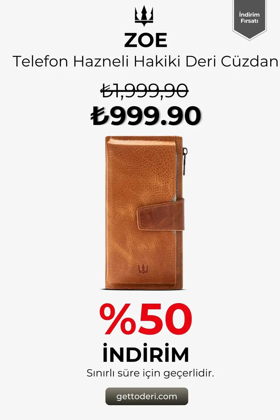 Zoe Telefon Hazneli Hakiki Deri Cüzdan