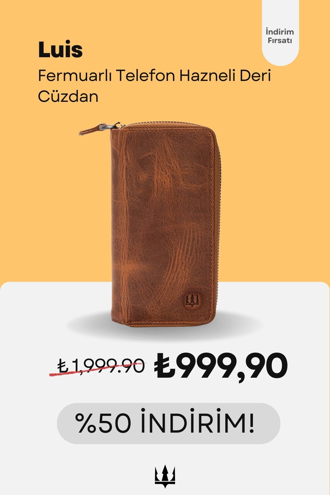 Luis Fermuarlı Telefon Hazneli Deri Cüzdan