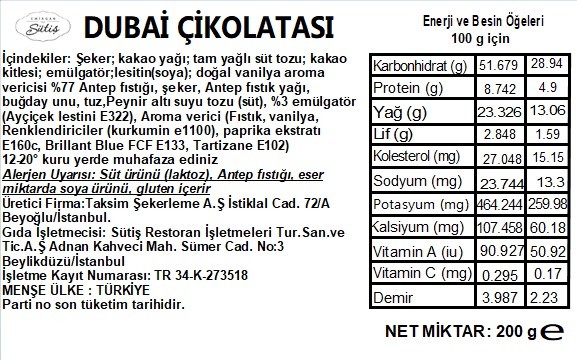 Dubai çikolatası 200 gr 