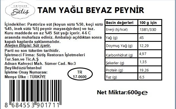 Ezine Beyaz Peyniri 600 gr