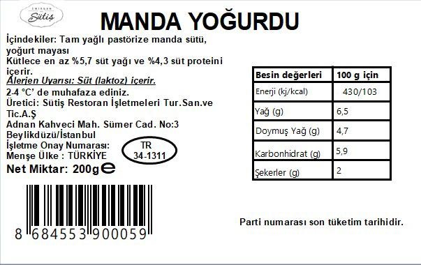 Manda Yoğurdu 200 gr