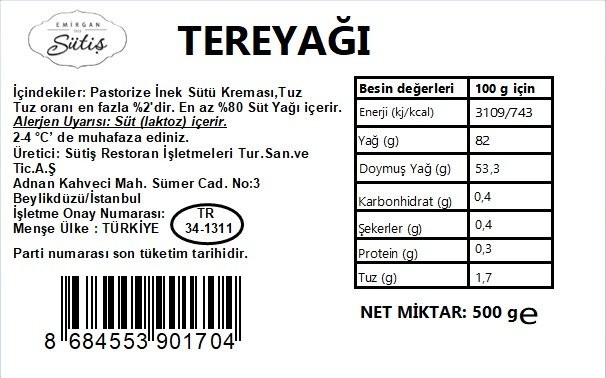 Tereyağı 500 gr