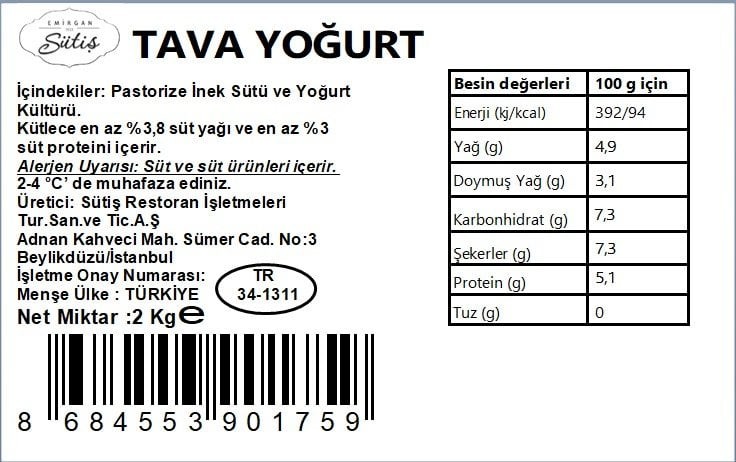 Tava Yoğurt 2 kg