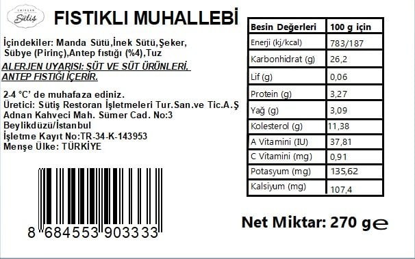 Fıstıklı Muhallebi