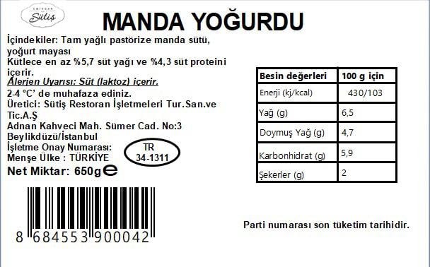 Manda Yoğurdu 650 gr