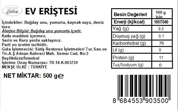 Sade Ev Eriştesi 500 gr