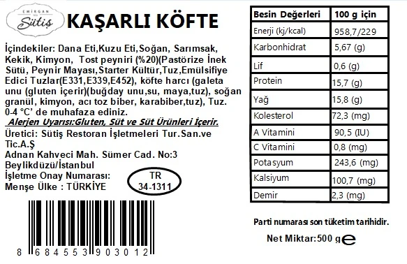 Kaşarlı Köfte 500 gr
