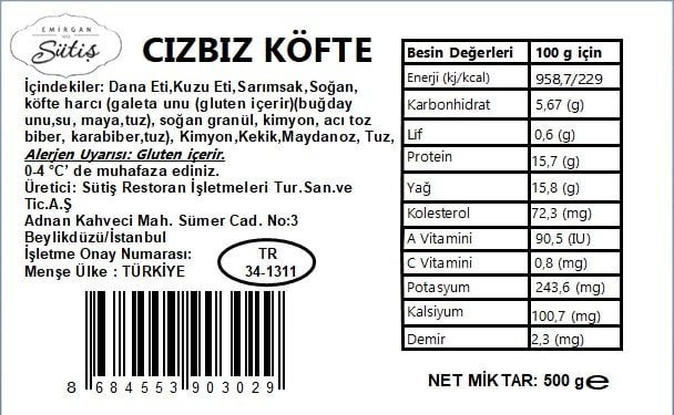 Cızbız Köfte 500 gr