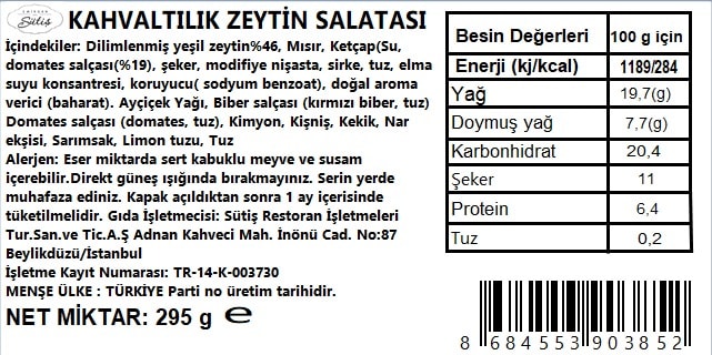 Kahvaltılık Zeytin Salatası 340 gr