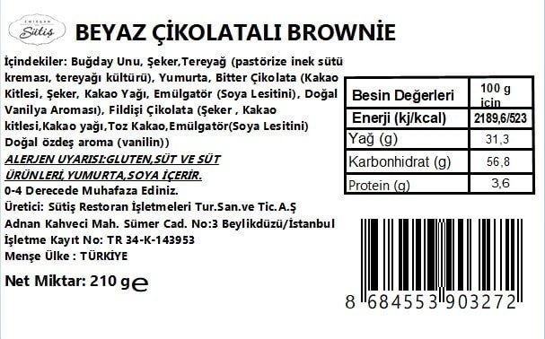 Beyaz Çikolatalı Brownie