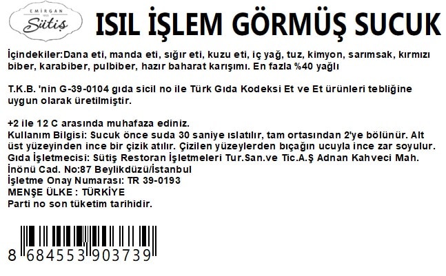 Manda Sucuğu 500 gr