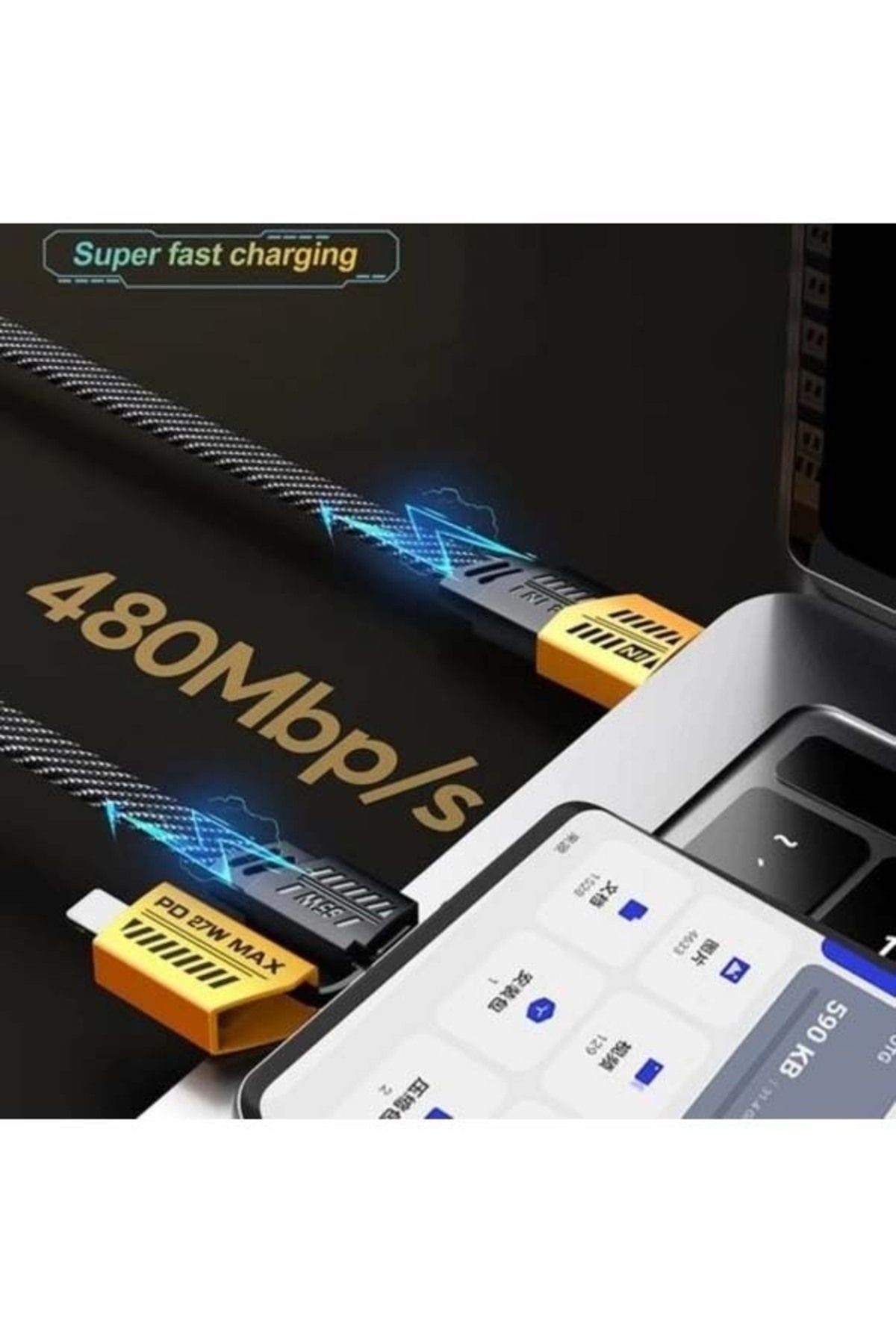 NewPower Şarj Kablosu, Flat Wıre Cable, Dayanıklı Şarj Kablosu, Type C-Usb-Lightning Şarj Kablosu