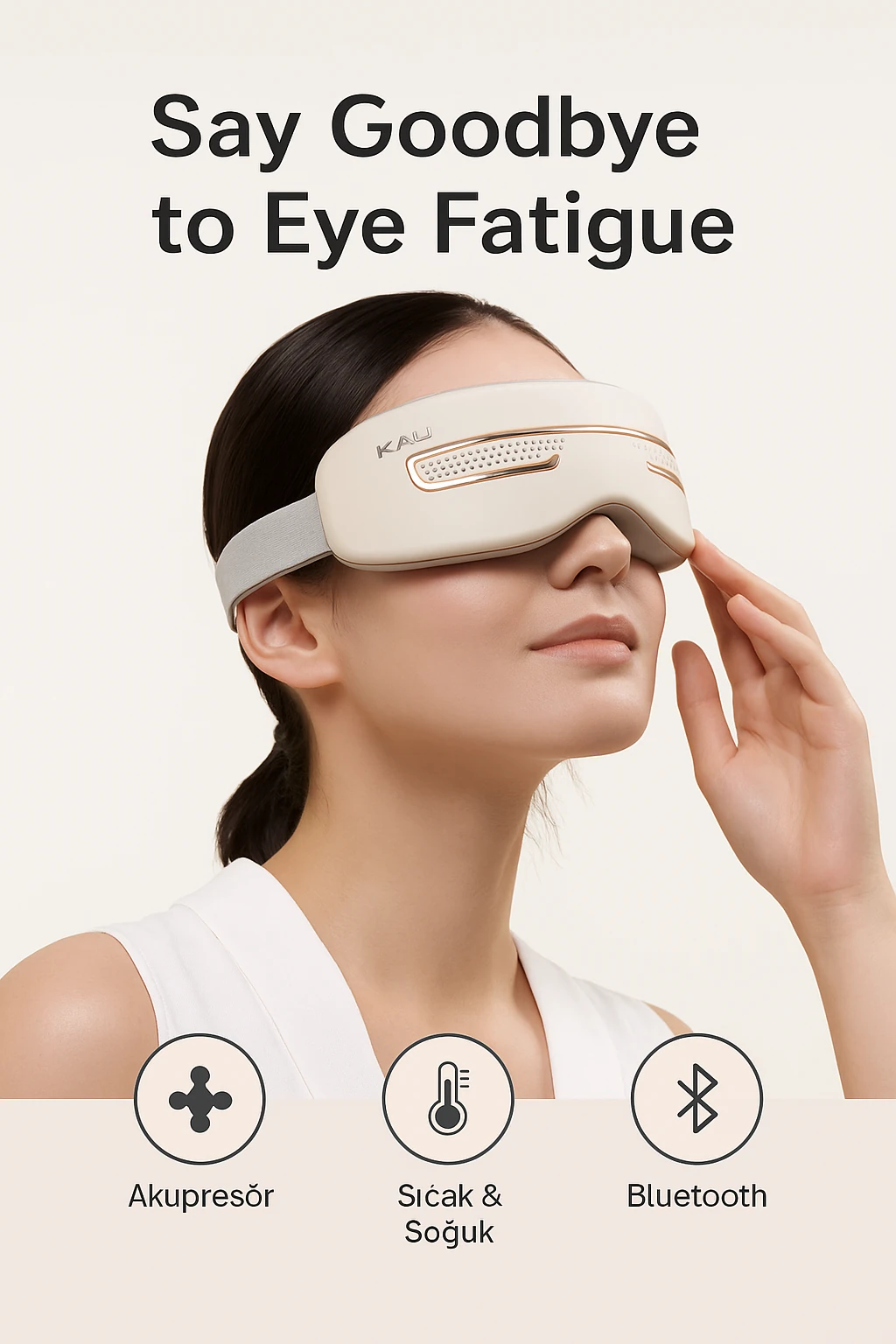 Göz Masaj Aleti taşınabilir, ısıtmalı, soğutmalı, bluetooth  özellikli, akapunktur ve migrende etkili masaj aleti