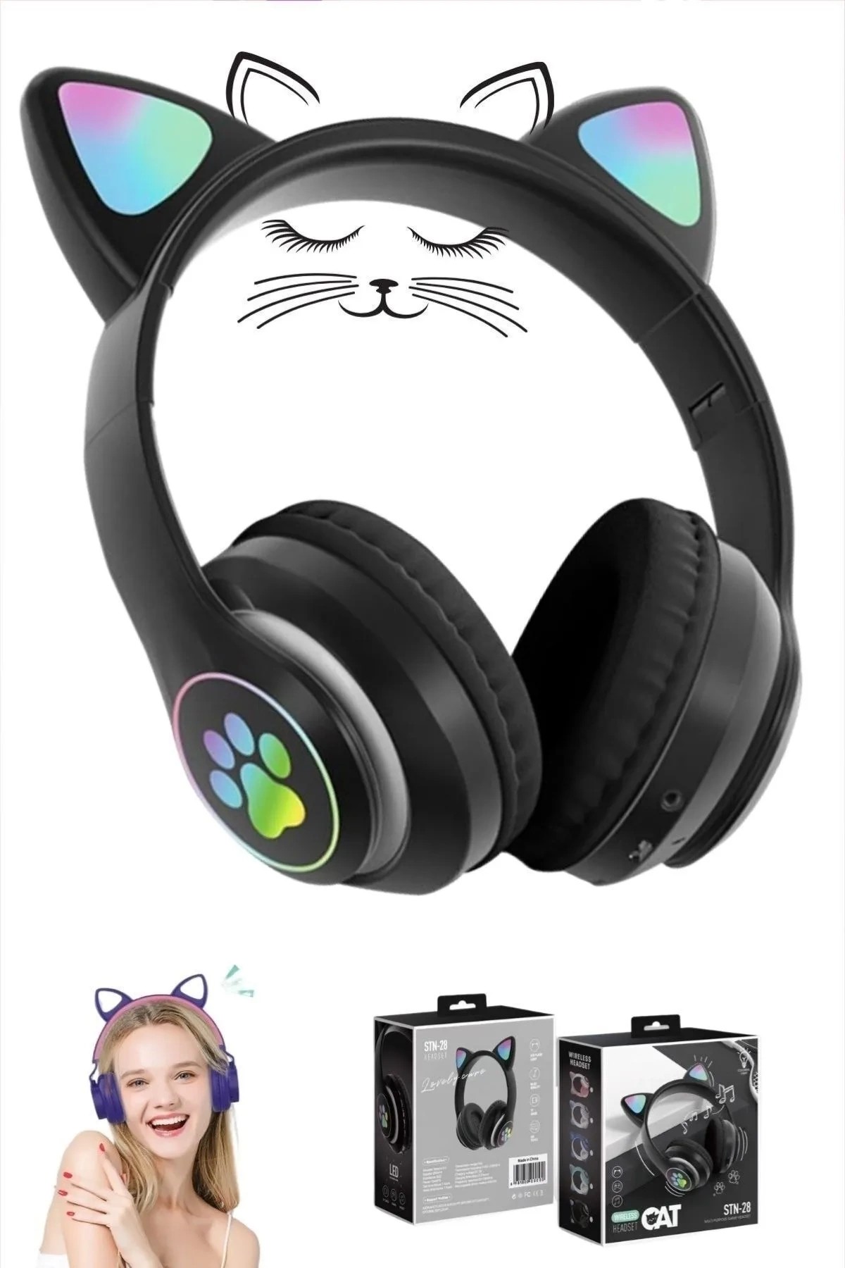 KEDİ BAŞLIKLI  WIRELESS GAME HEADSET