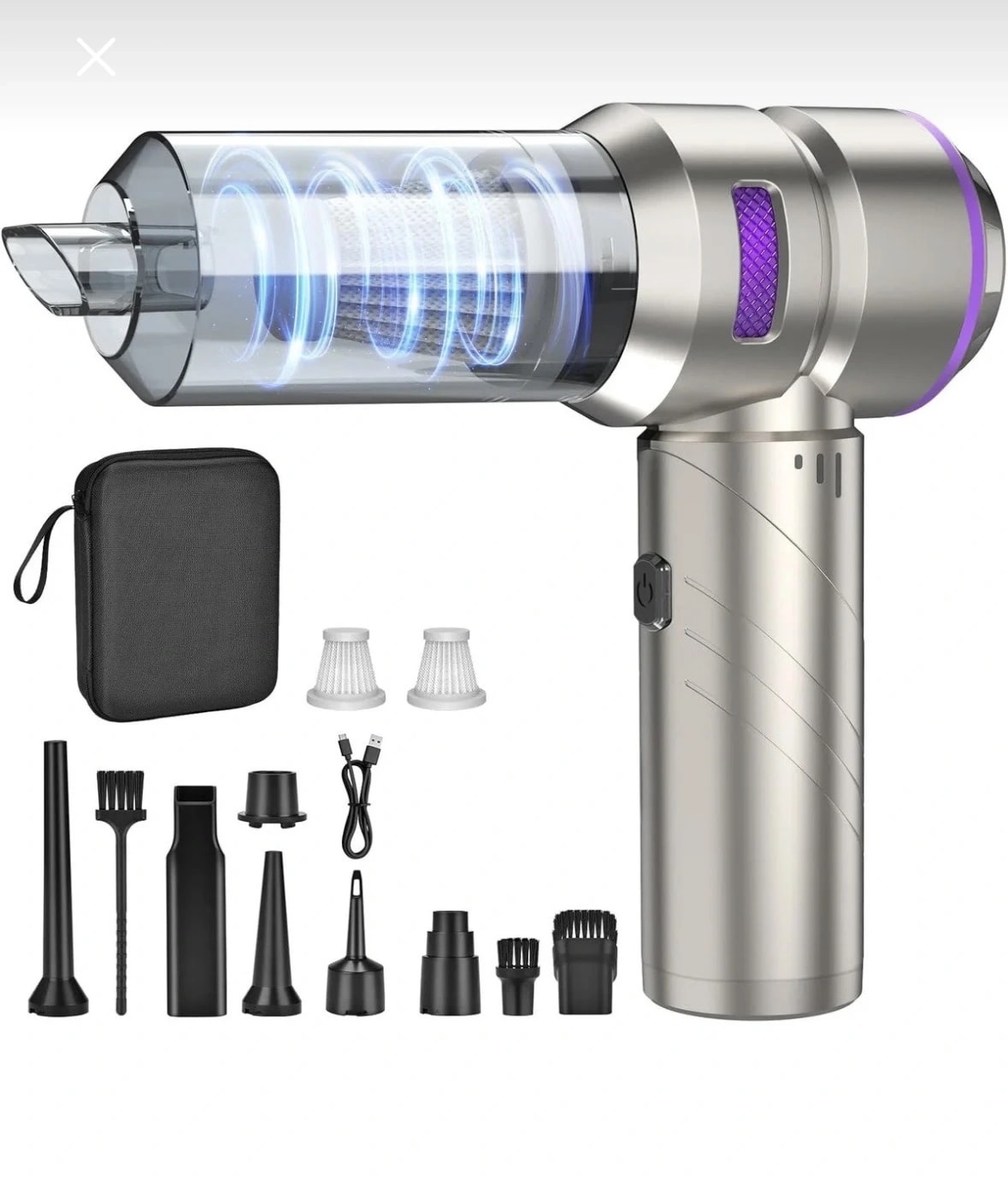 Cs59 Plus Max Araç İçi Kablosuz Şarjlı Mini Süpürge ve Üfleme Fan