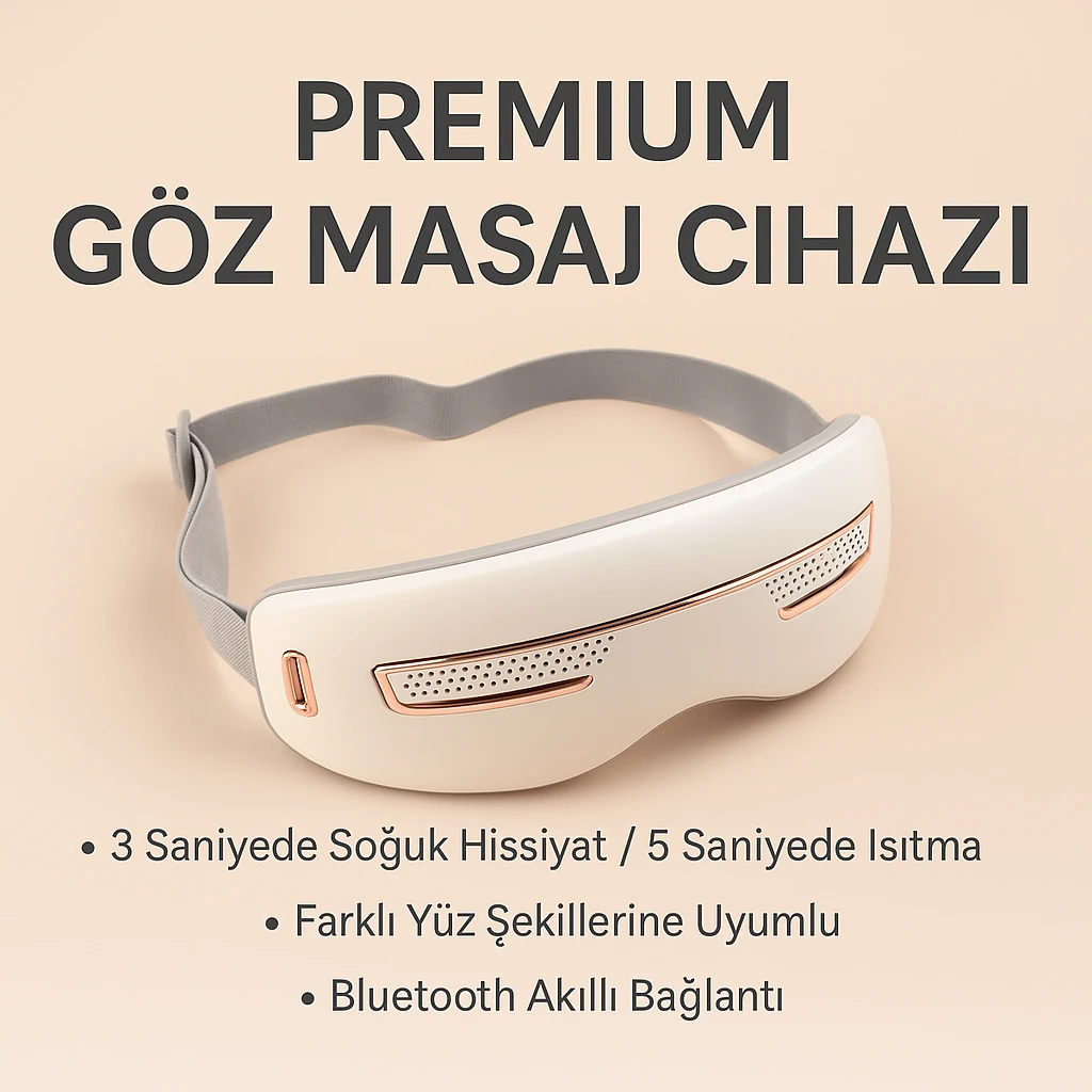 Göz Masaj Aleti taşınabilir, ısıtmalı, soğutmalı, bluetooth  özellikli, akapunktur ve migrende etkili masaj aleti