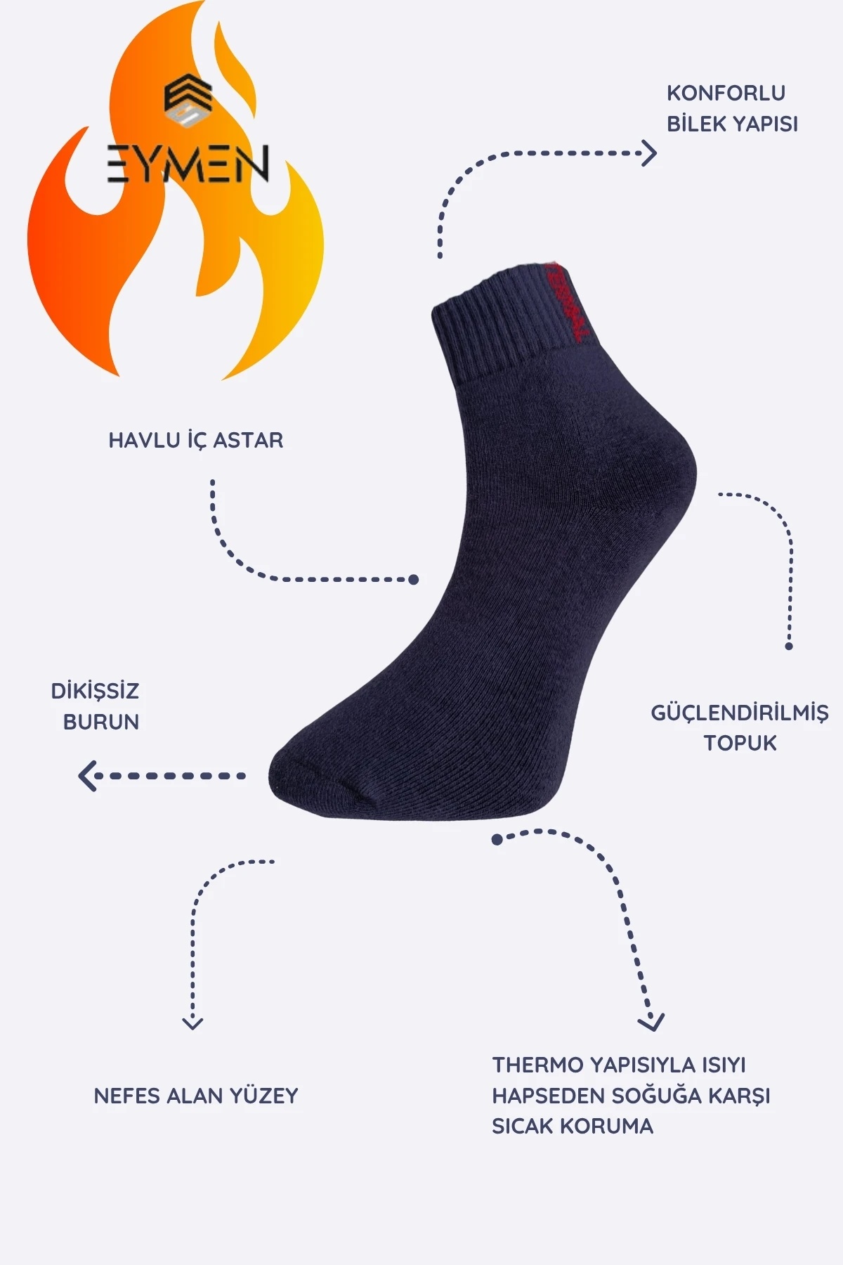 3 ÇİFT HAVLU KIŞLIK TERMAL KALIN YARIM KONÇ ÇORAP 3 RENK ERKEK KISA 40-44