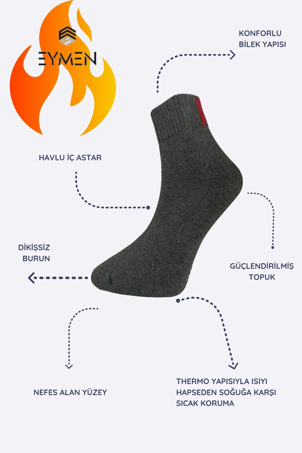 3 ÇİFT HAVLU KIŞLIK TERMAL KALIN YARIM KONÇ ÇORAP 3 RENK ERKEK KISA 40-44