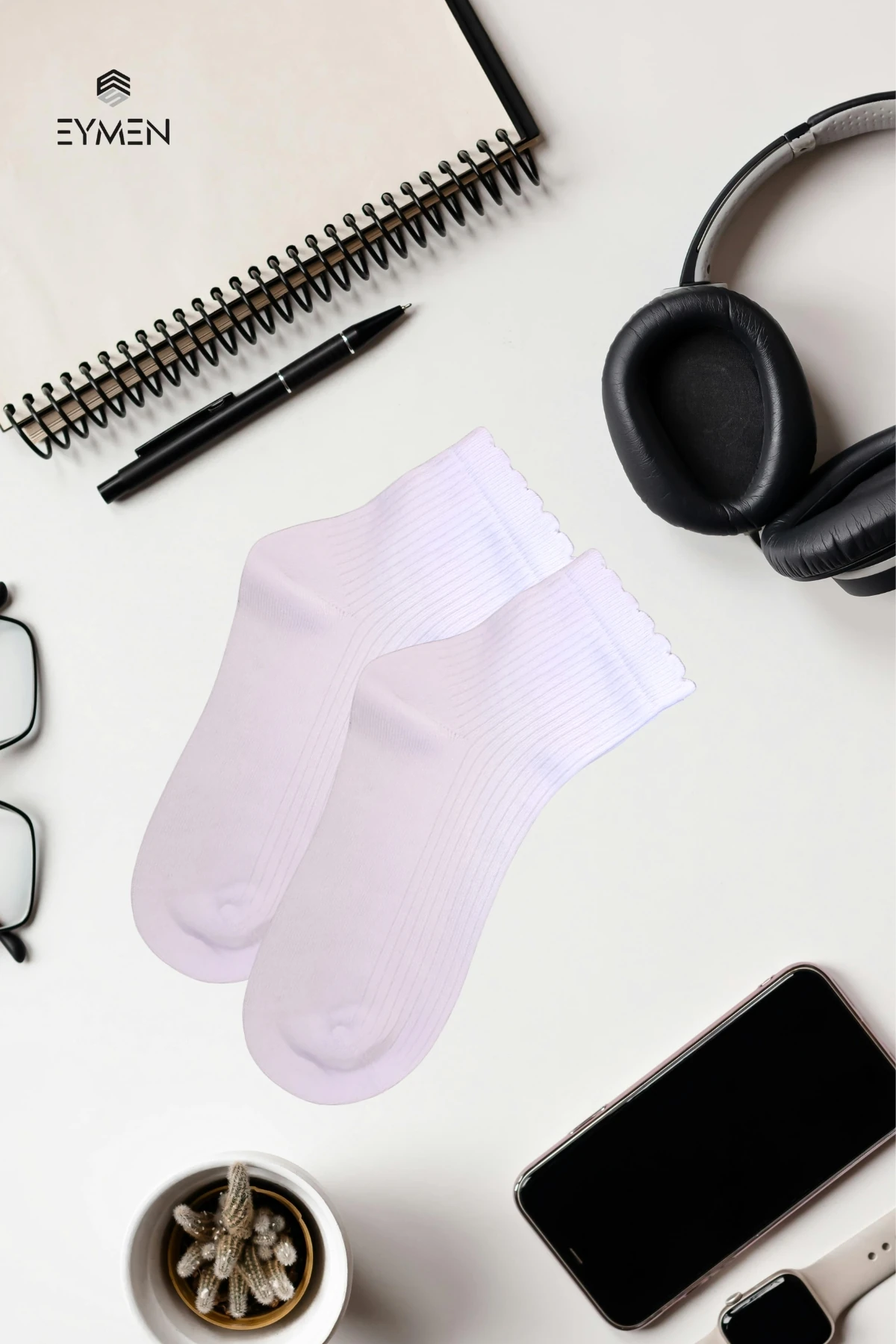 6 Çift Düz Beyaz Yarım Konç Rahat Fitilli Kadın Çorap Pamuklu Premium Kalite