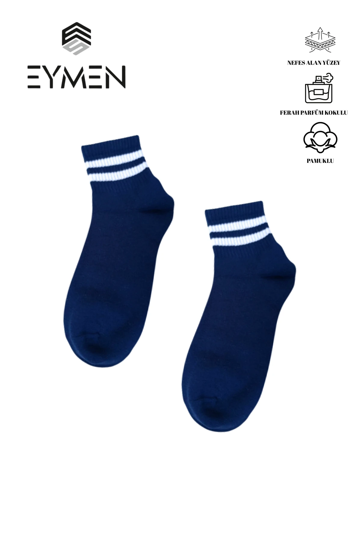 6'lı Ekonomik Kısa Kolej Rahat Fitilli Çemberli Tenis Çorabı Lacivert - Erkek Kadın Için Uygun