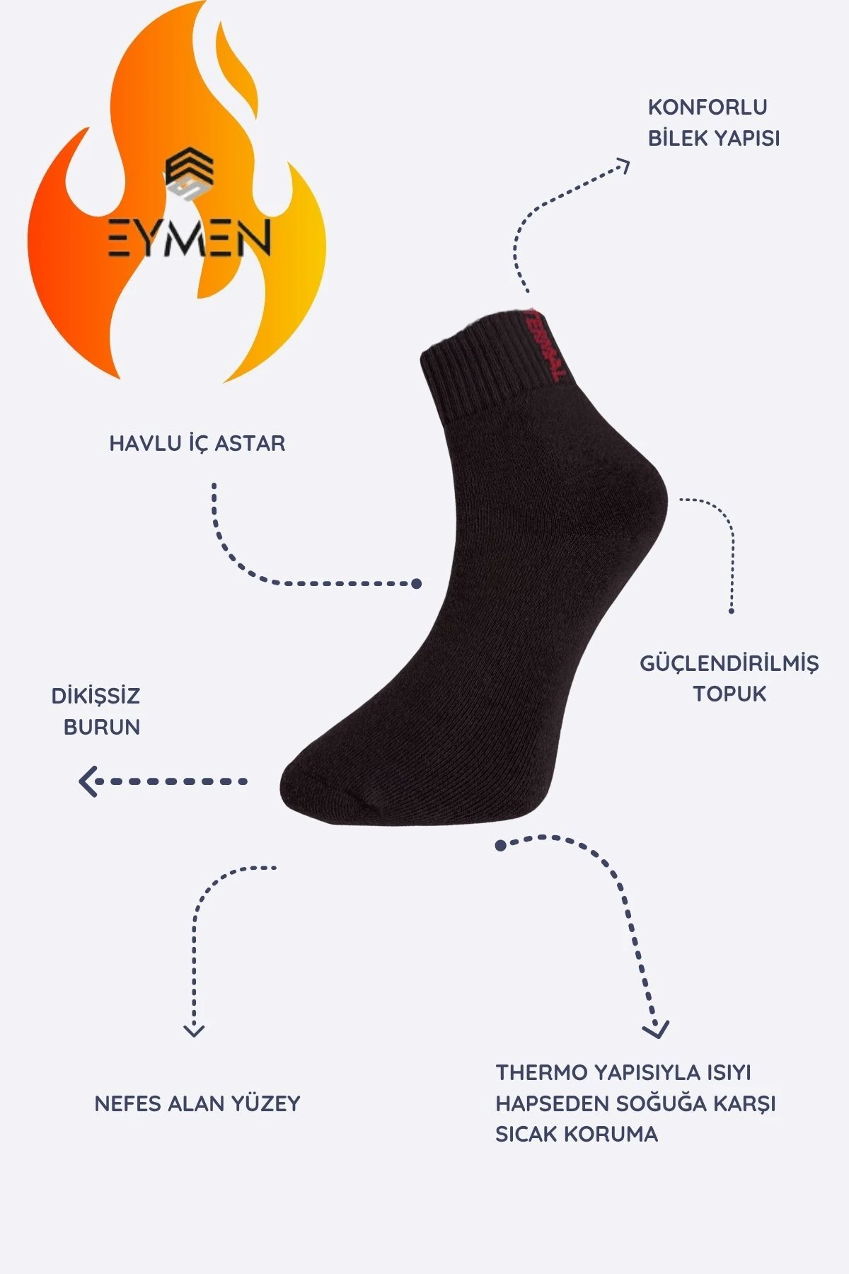 3 ÇİFT HAVLU KIŞLIK TERMAL KALIN YARIM KONÇ ÇORAP 3 RENK ERKEK KISA 40-44