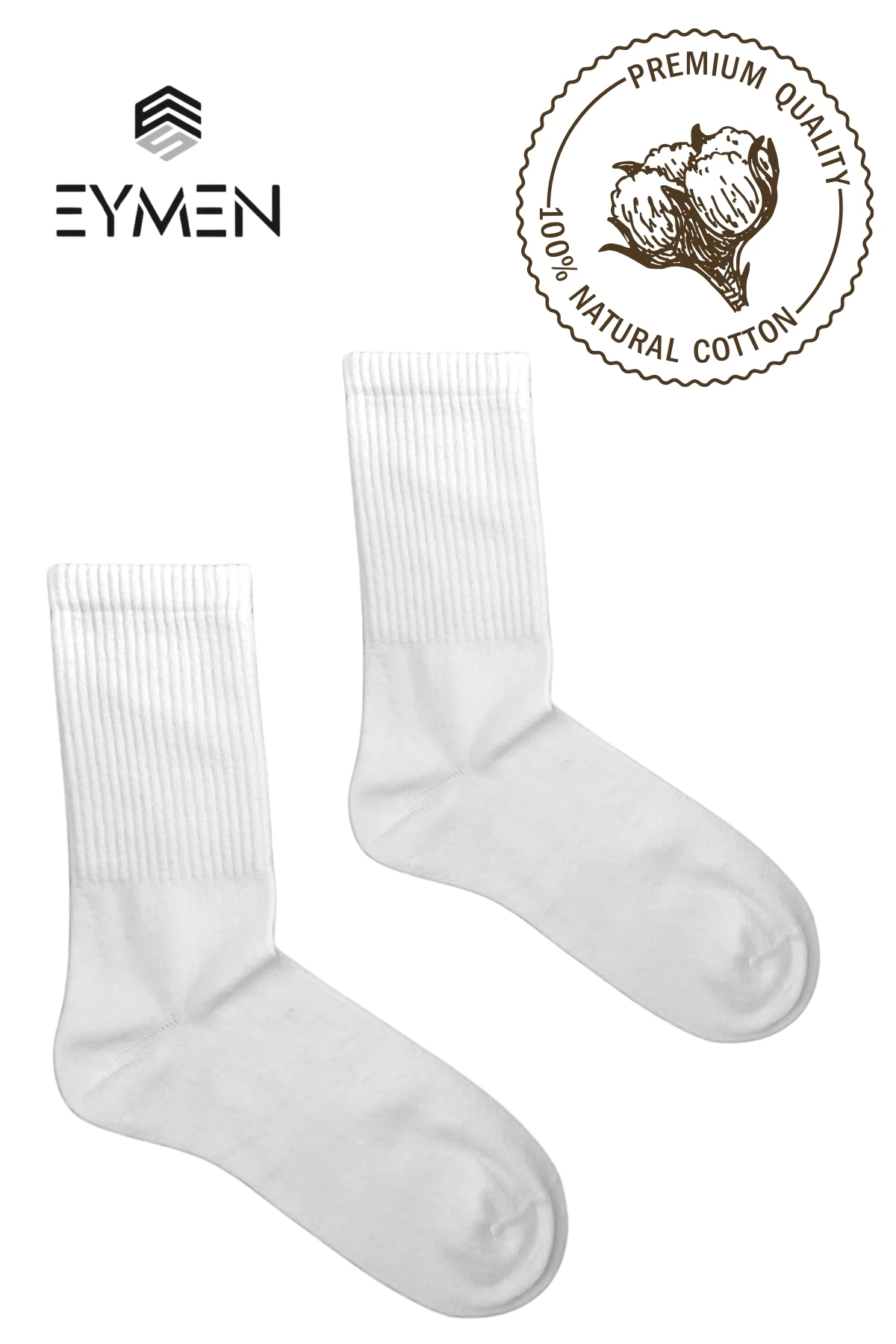 6'lı Paket Unisex Rahat Fitilli Kolej & Tenis Çorabı Düz Renk Beyaz | Pamuklu Uzun (KADIN & ERKEK)