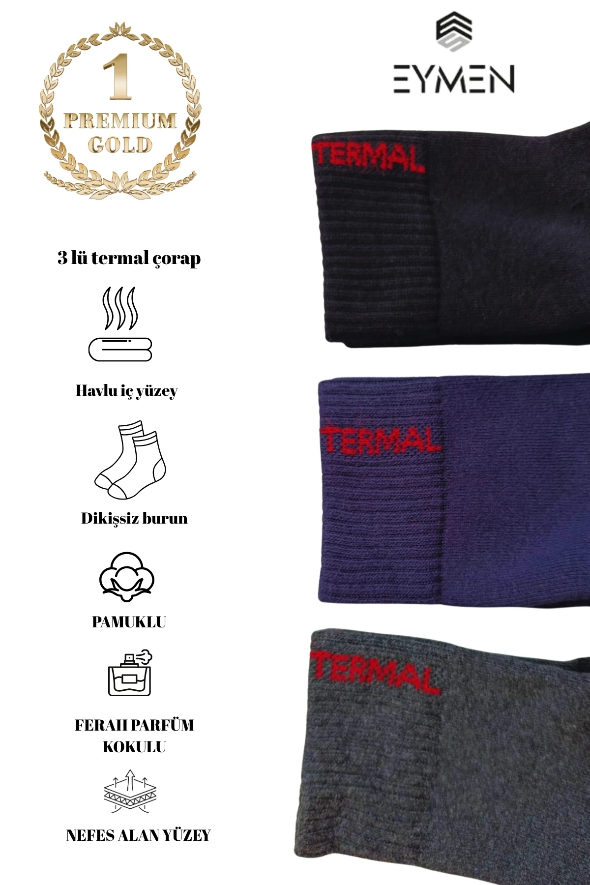 3 ÇİFT HAVLU KIŞLIK TERMAL KALIN ÇORAP ERKEK SOKET 3 RENK UZUN 40-44