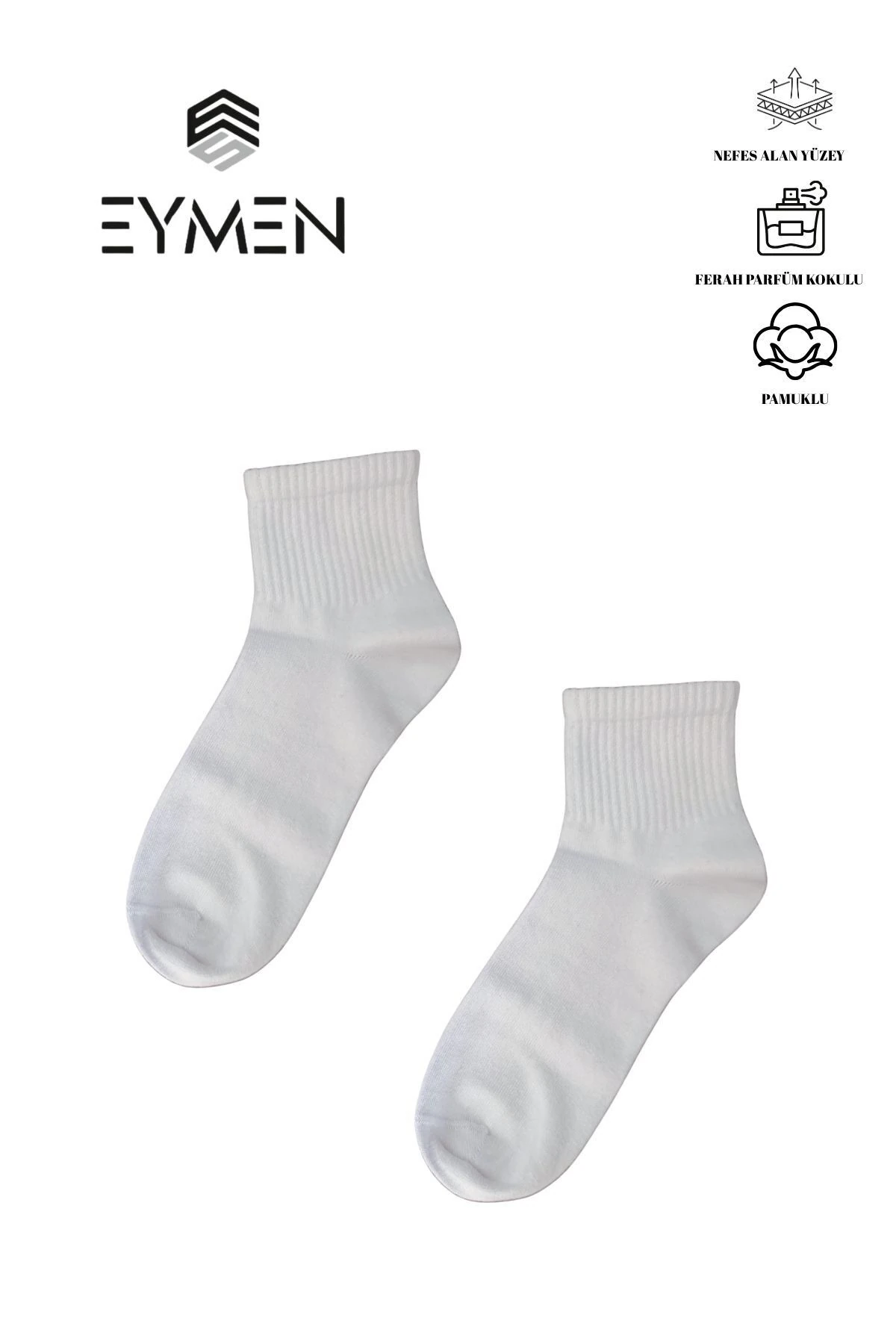 6'lı Paket Unisex Rahat Fitilli Kolej & Tenis Çorabı Düz Renk Kısa Beyaz | Pamuklu (KADIN & ERKEK)