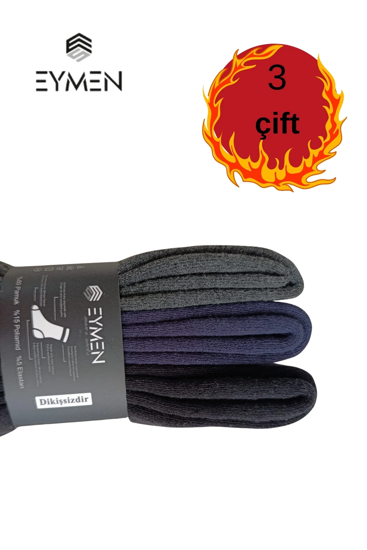 3 ÇİFT HAVLU KIŞLIK TERMAL KALIN YARIM KONÇ ÇORAP 3 RENK ERKEK KISA 40-44