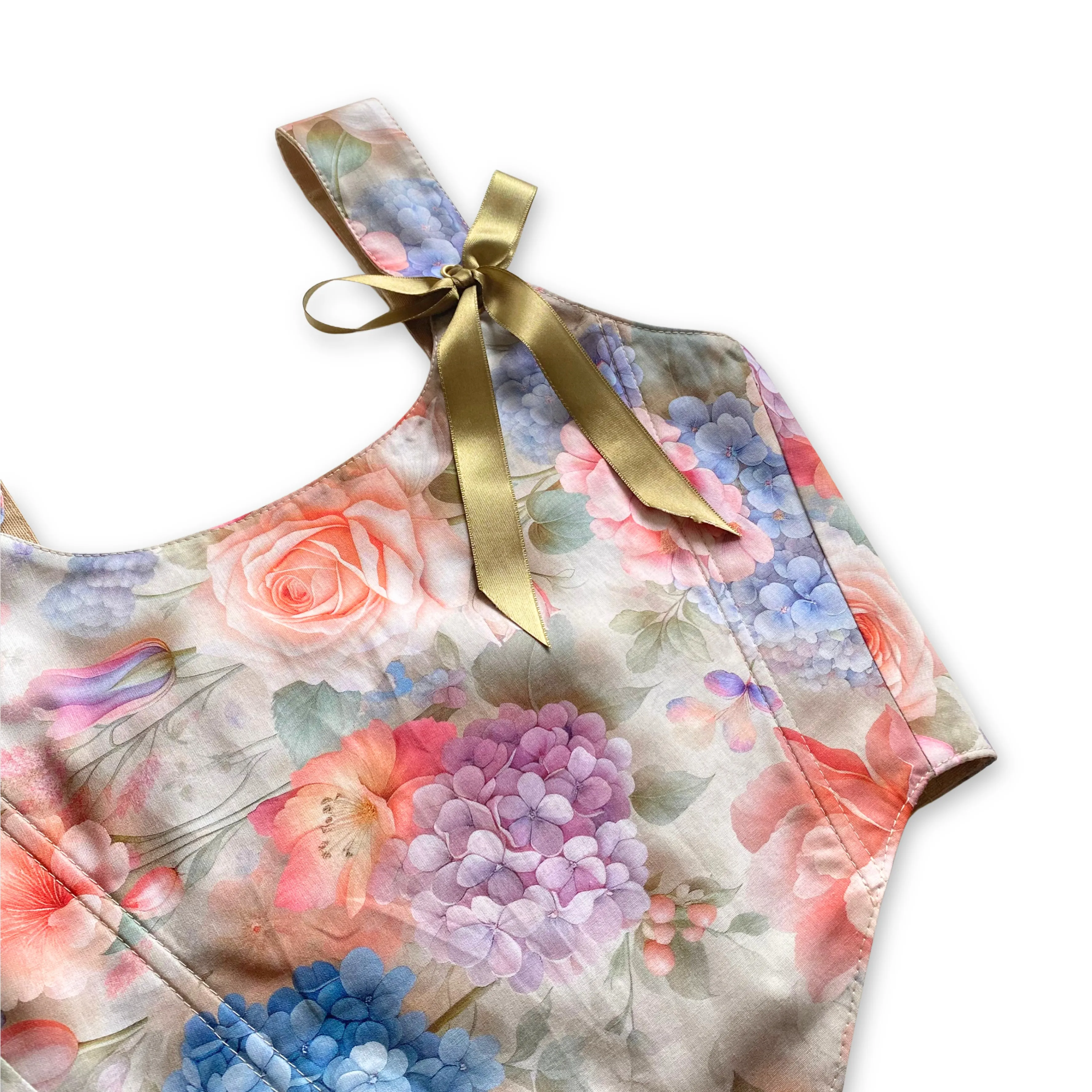 Pastel Çiçek Desenli Bayan Korse