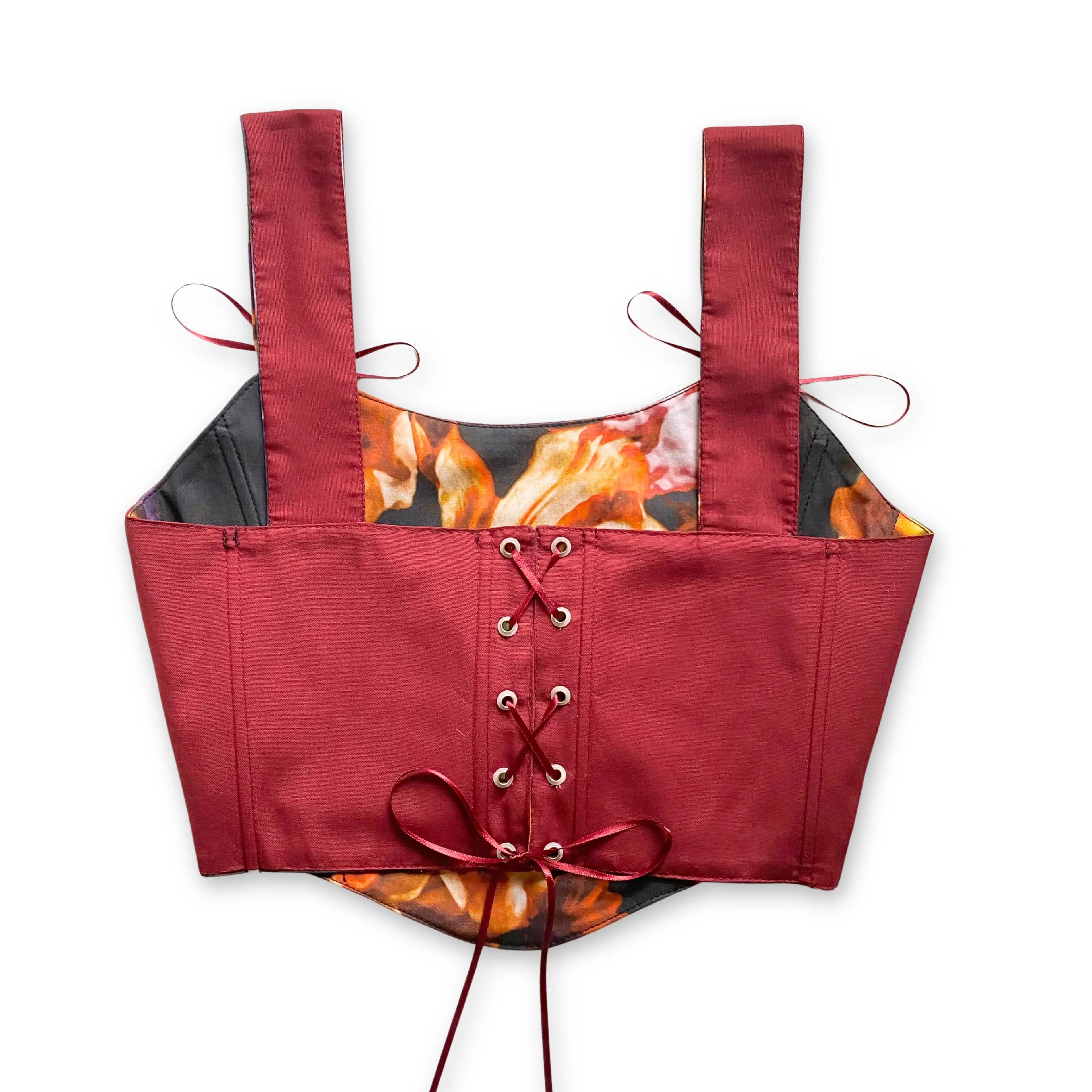 Lale Desenli Çift Taraflı Bayan Korse