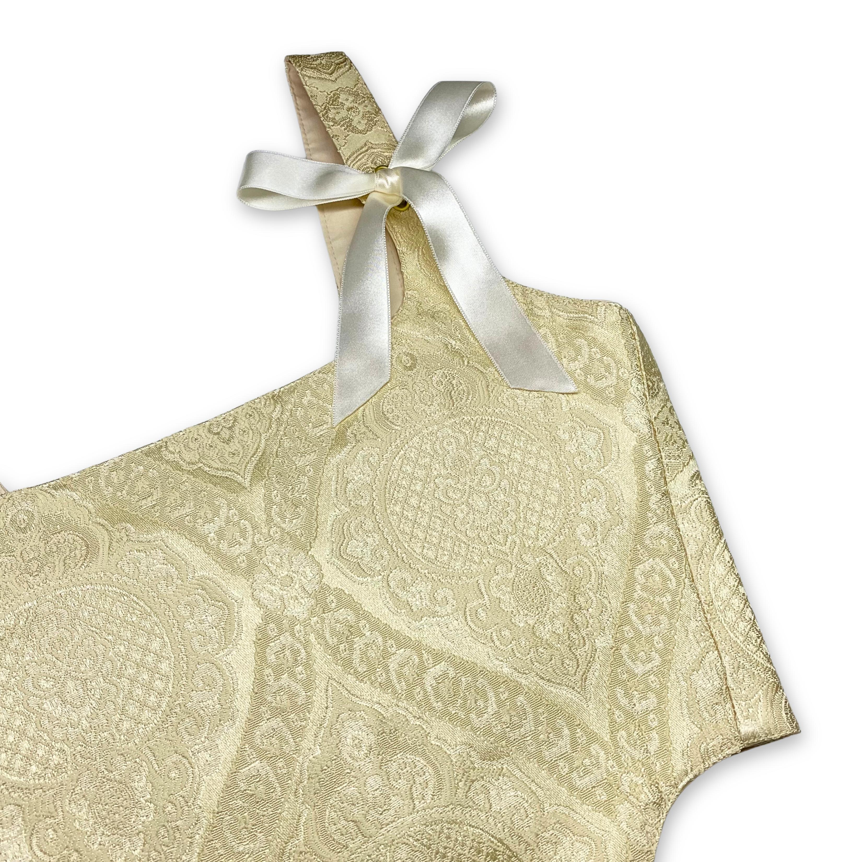 Krem Rengi Damask Desenli Bayan Korse