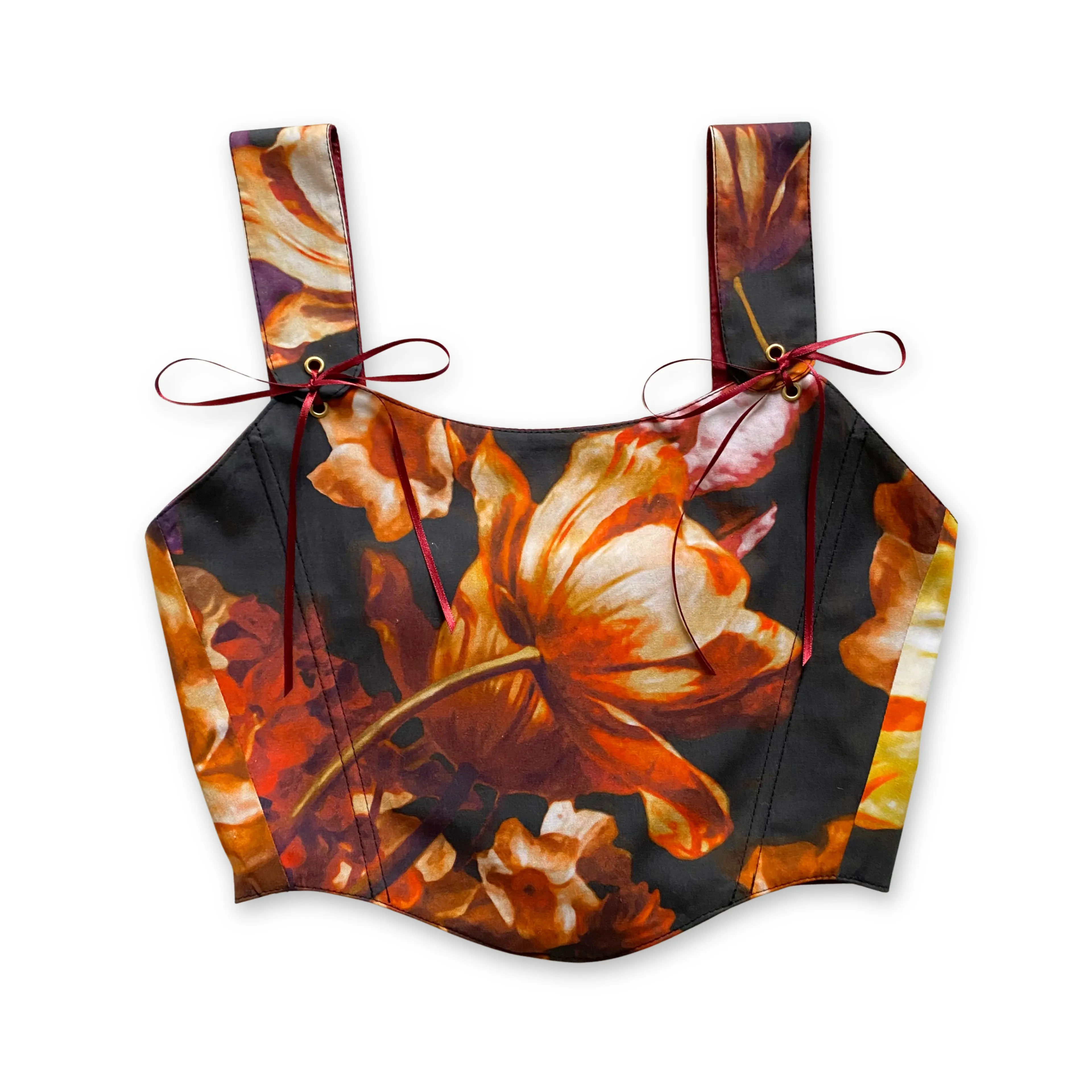 Lale Desenli Çift Taraflı Bayan Korse