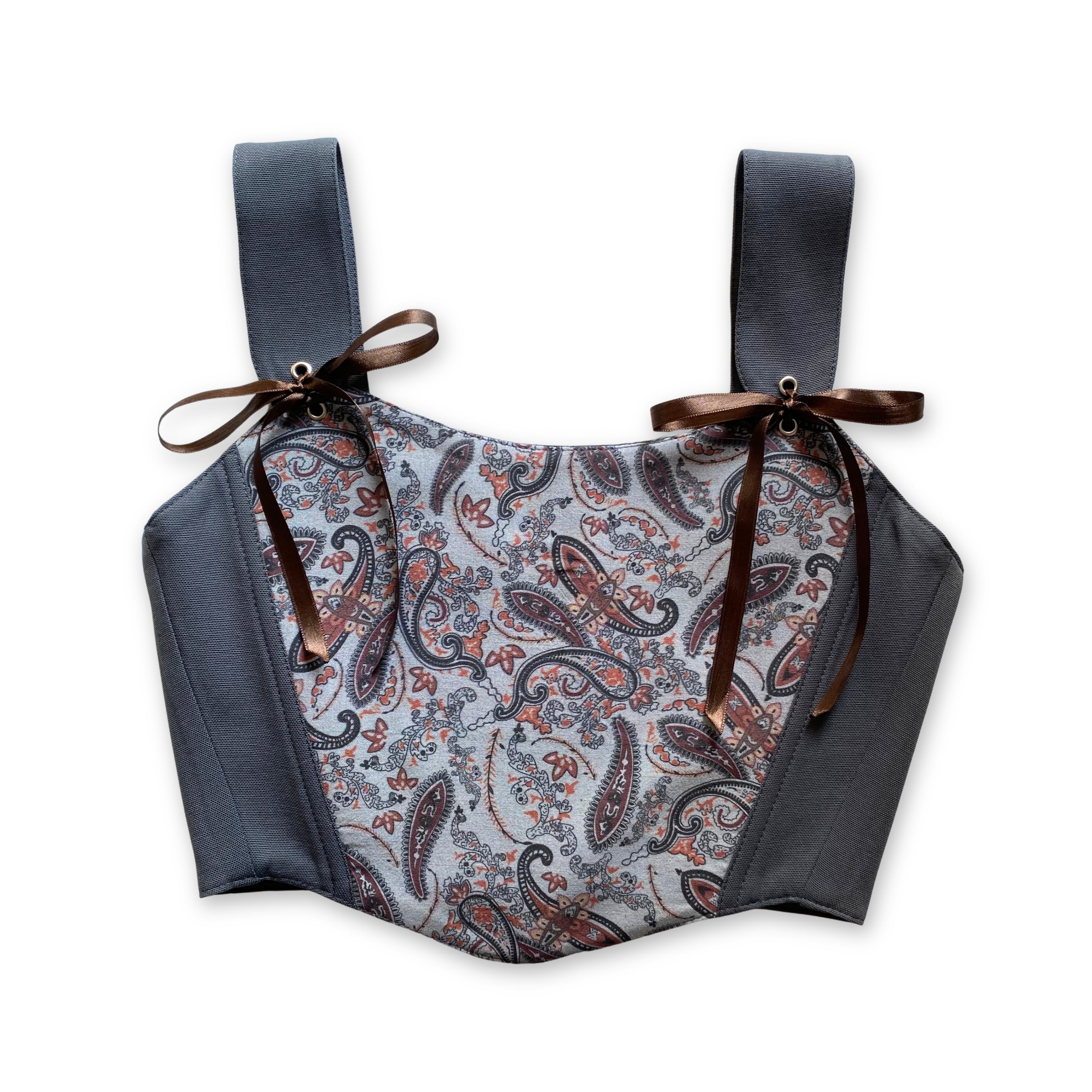 Paisley Desenli Çift Taraflı Bayan Korse