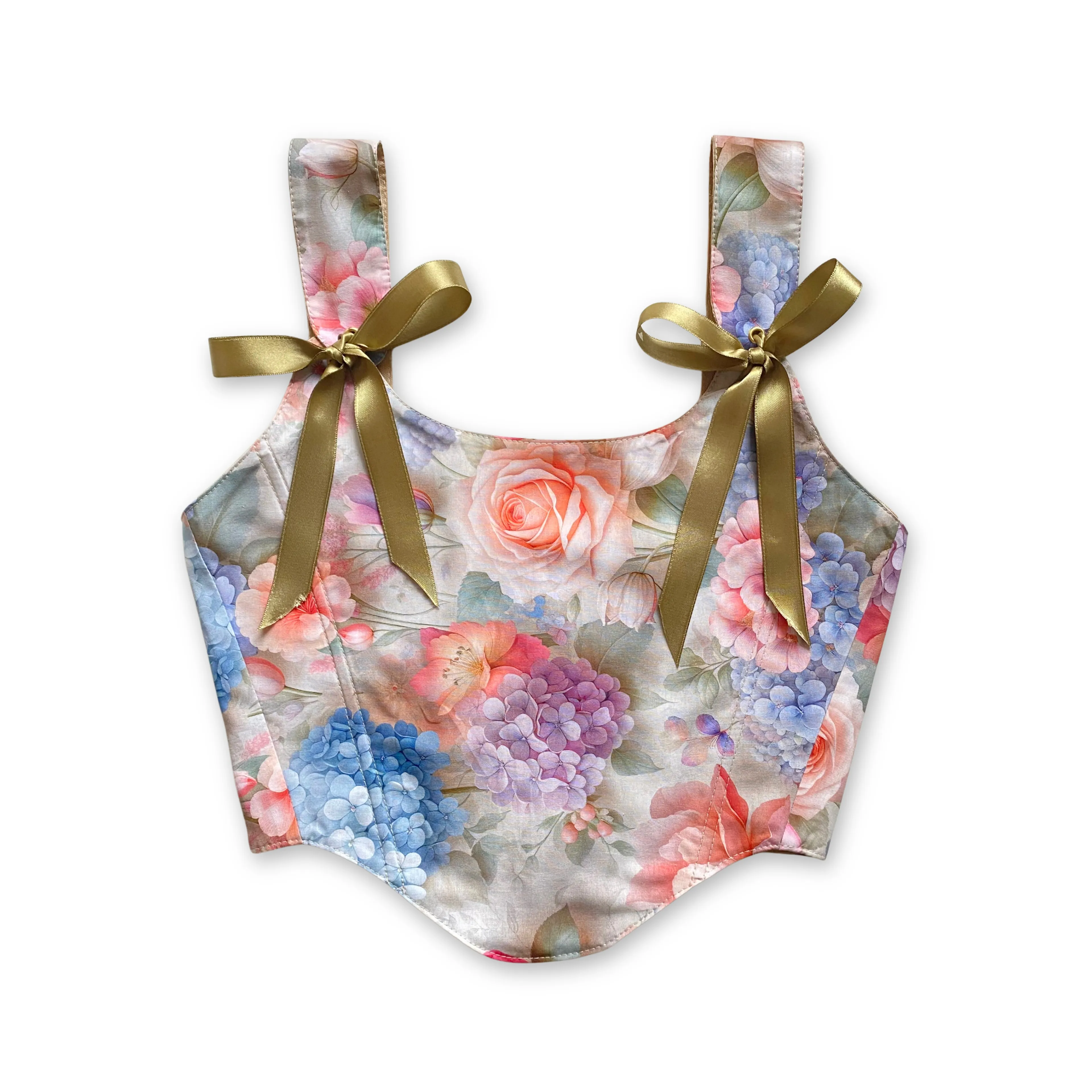 Pastel Çiçek Desenli Bayan Korse