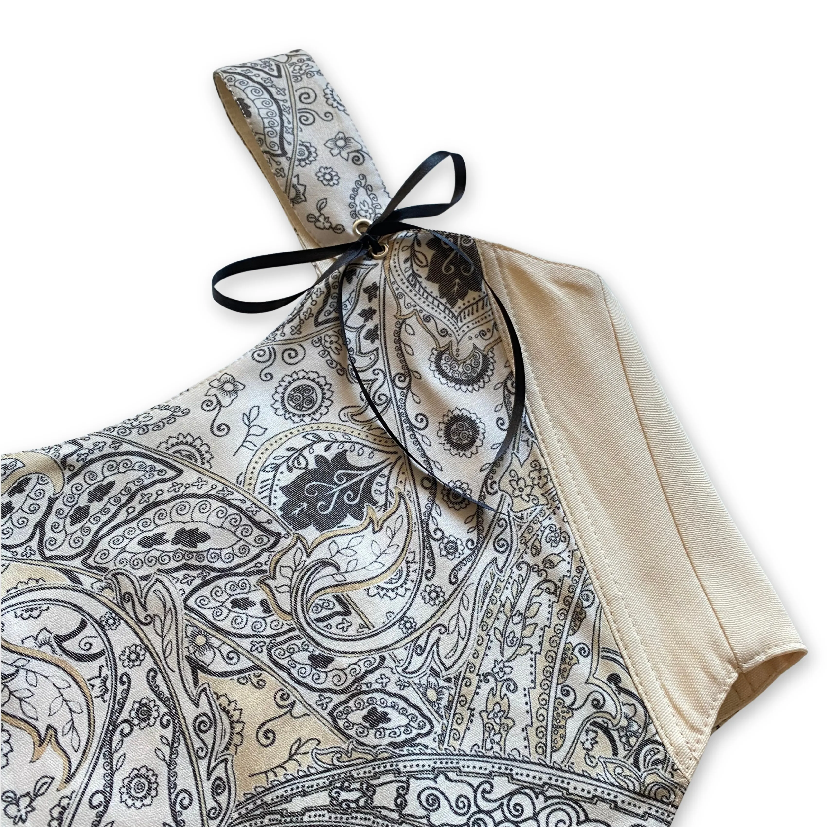 Krem Rengi Etnik Desenli Çift Taraflı Bayan Korse