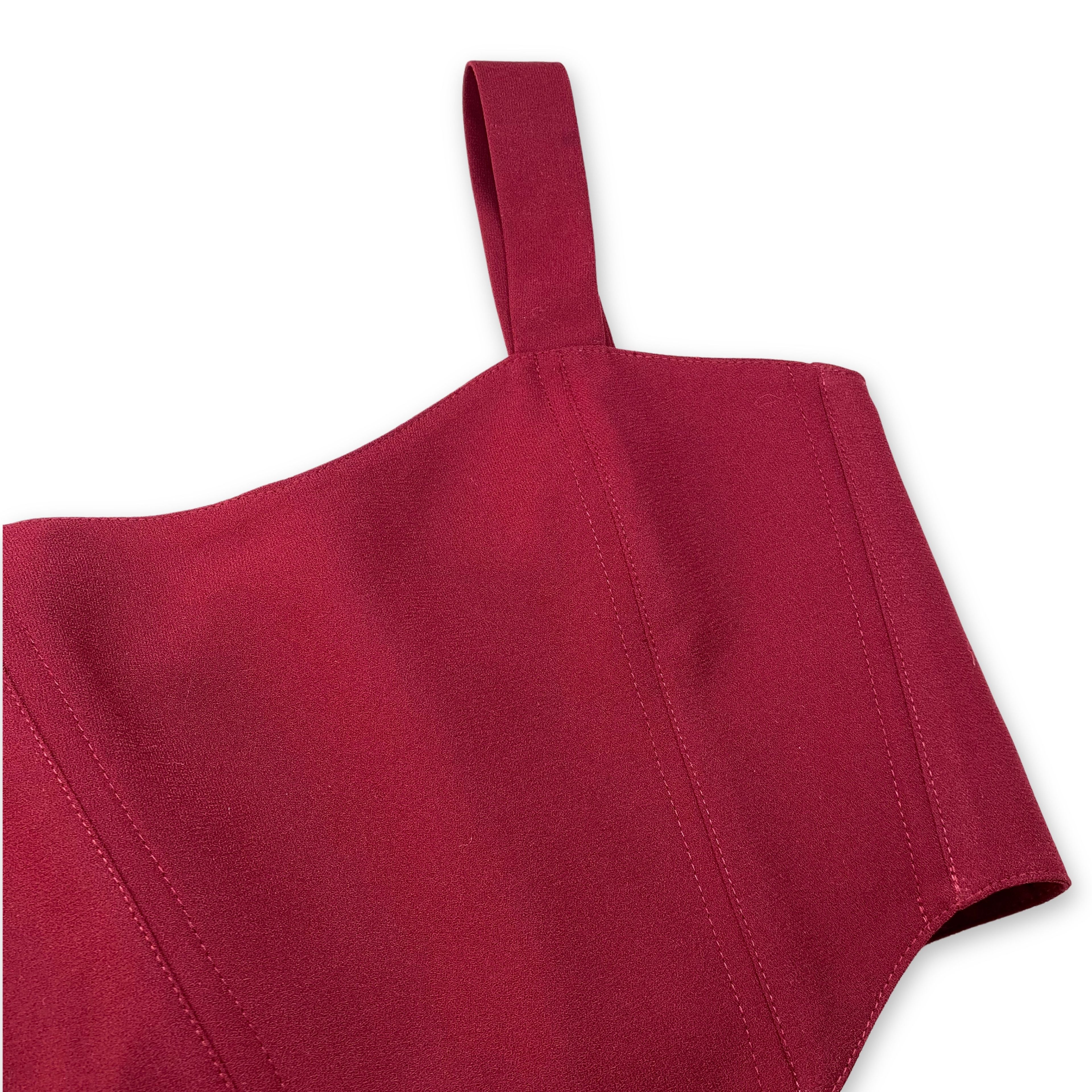 Bordo Renk Kalp Yaka Bayan Korse