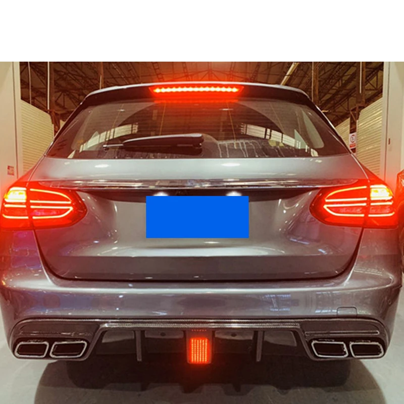 MERCEDES-BENZ C Class W205 4-Door Rear Diffuser Carbon Fiber with LED Light