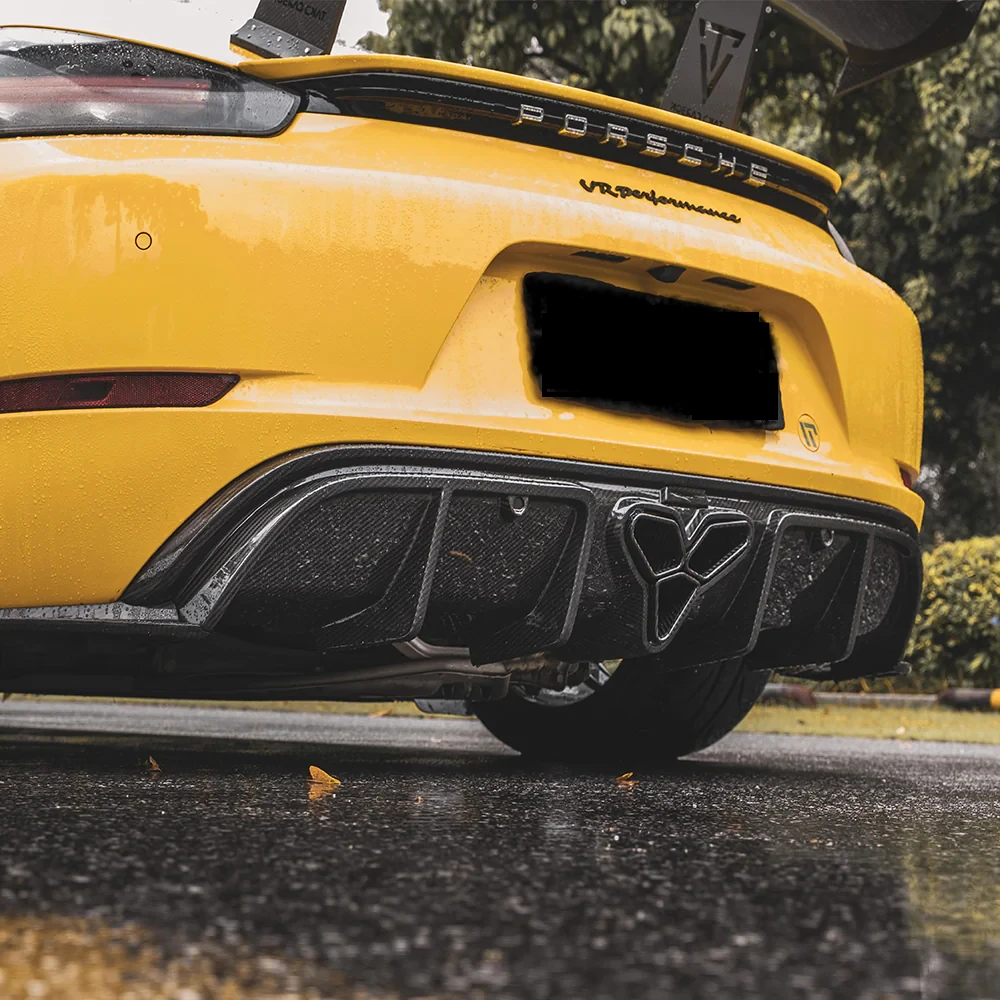 PORSCHE 718 CAYMAN/BOXSTER Dry Carbon Fiber Triangle Rear Diffuser