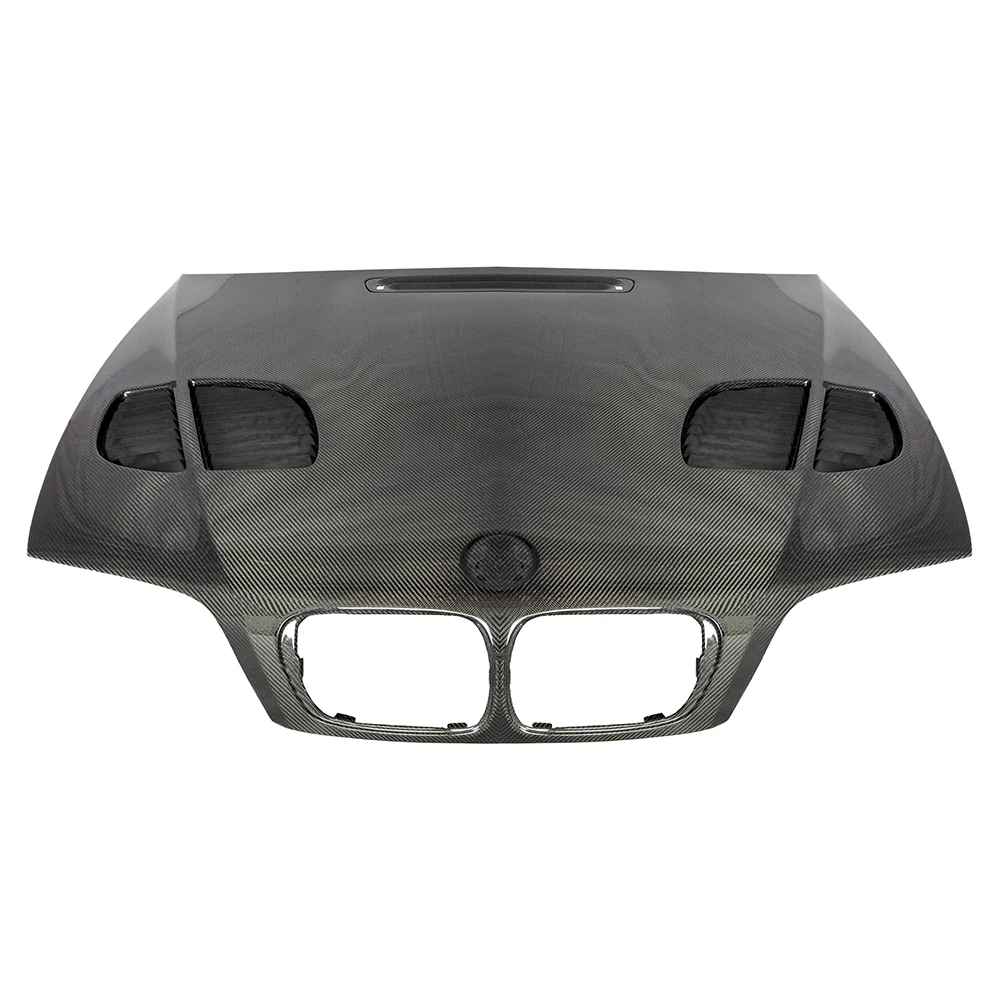 BMW M3 E46 Pre-Preg (Kuru) Karbon Fiber GTR Hava Kanallı Kaput - Özel Izgara