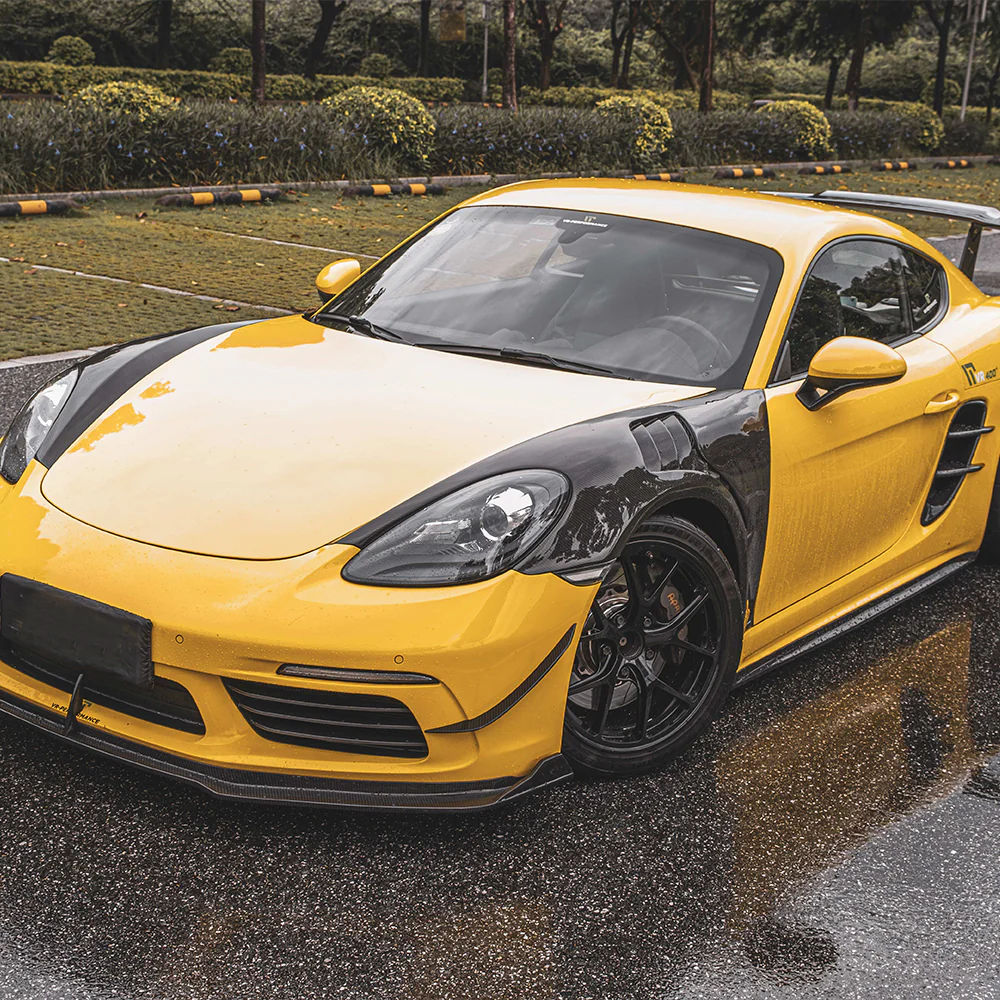 PORSCHE 718 Pre-Preg (Kuru) Karbon Fiber Hava Kanallı Ön Çamurluk