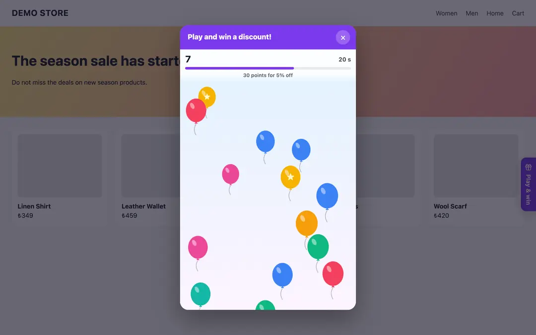 PlayPerks: the game window on the storefront