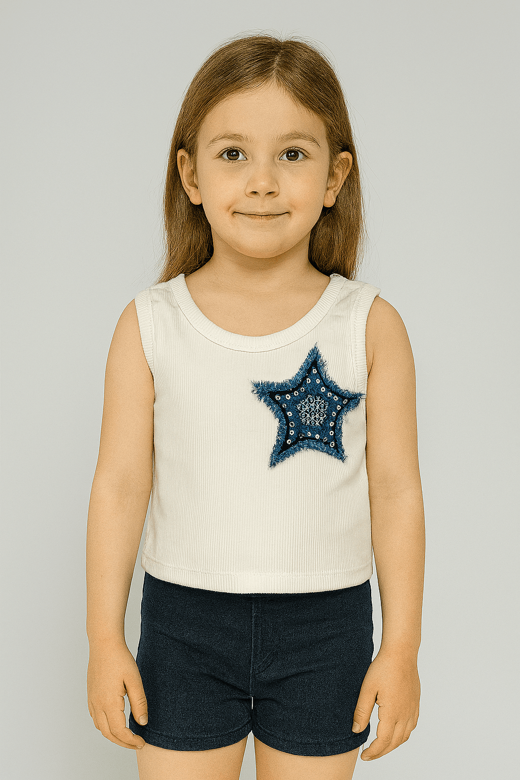 YILDIZ DESENLİ BEYAZ CROP