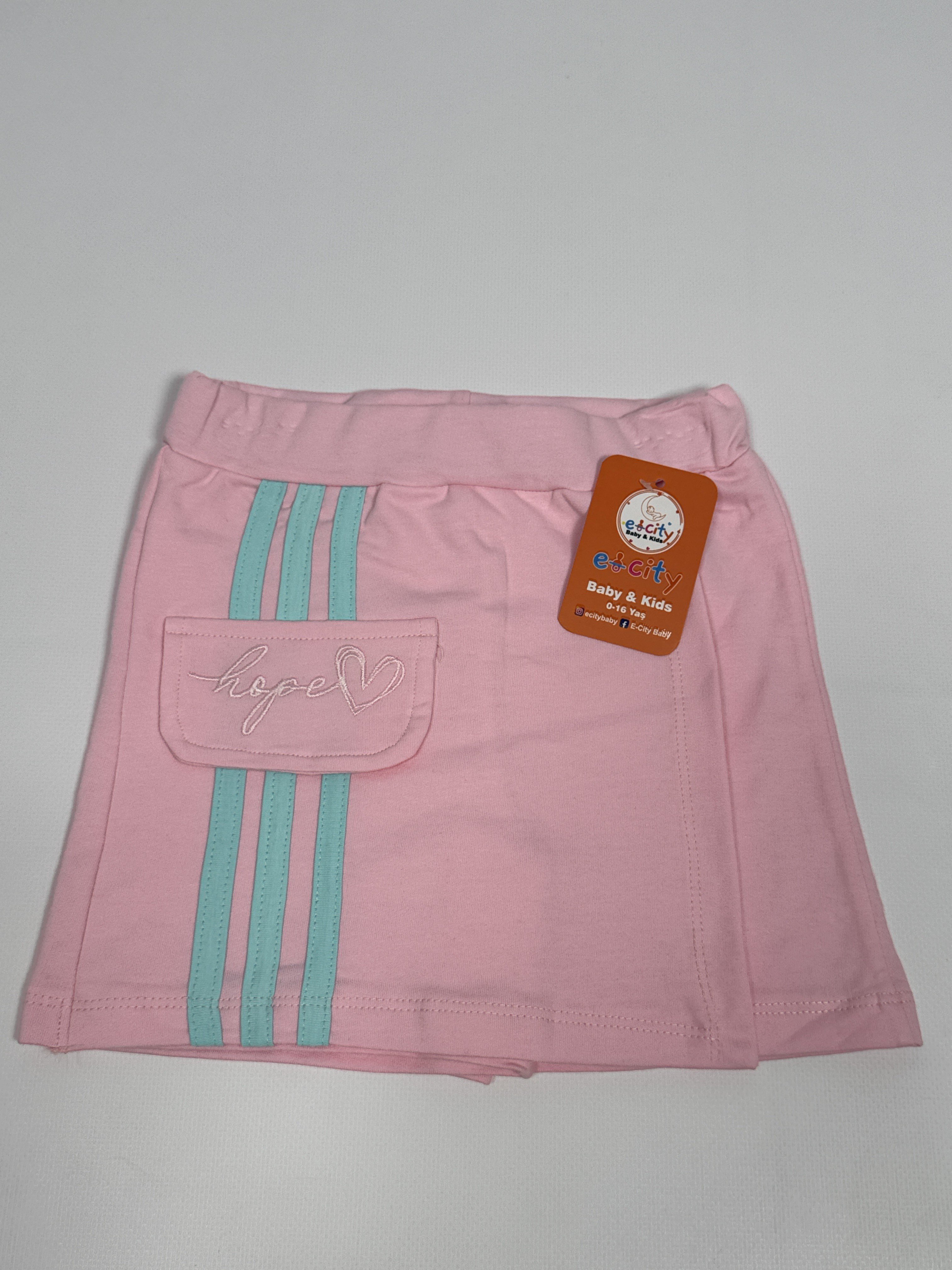 ŞERİT DETAYLI ŞORT ETEK PEMBE