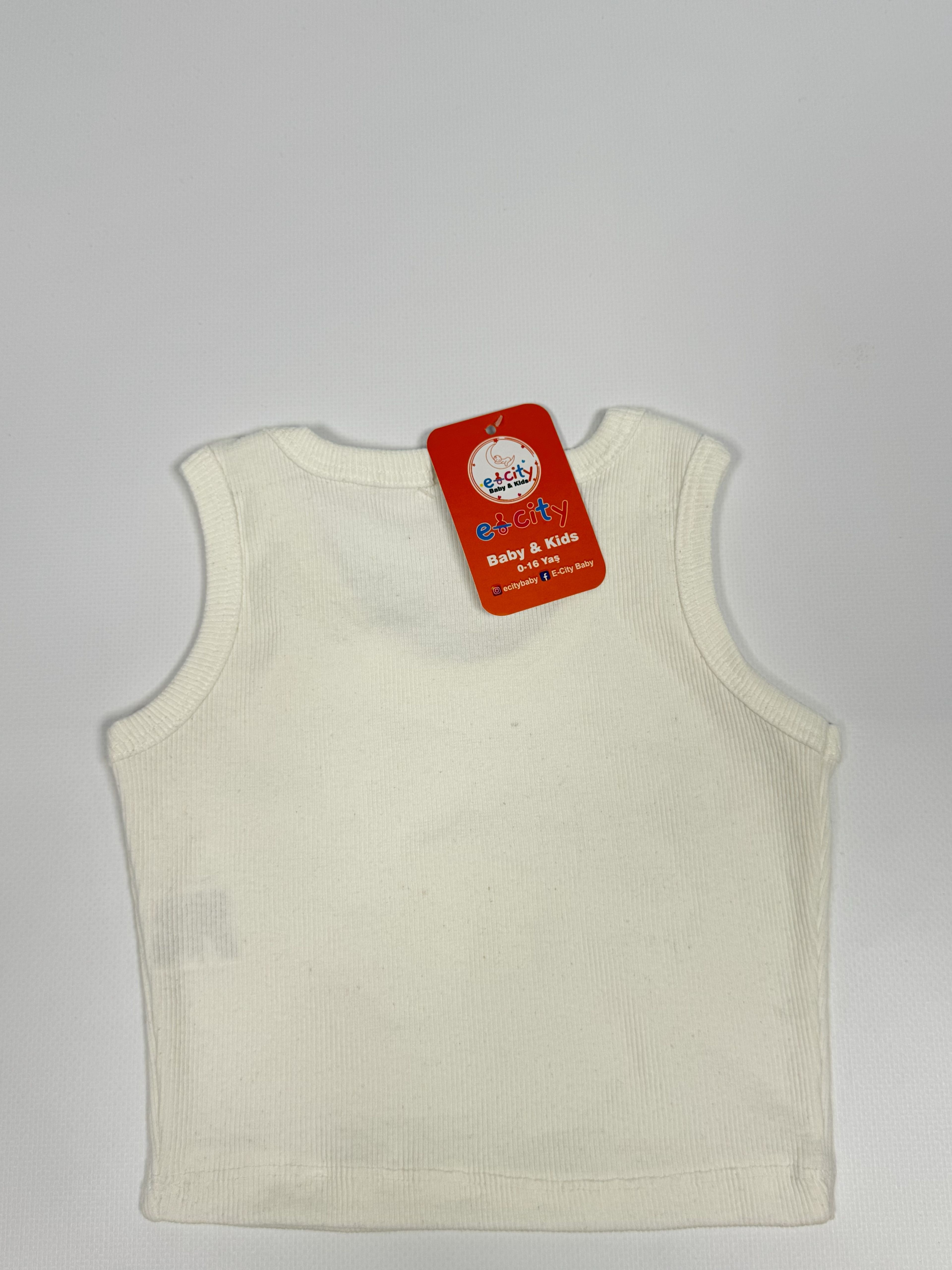 KUROMİ BASKILI BEYAZ ASKILI CROP